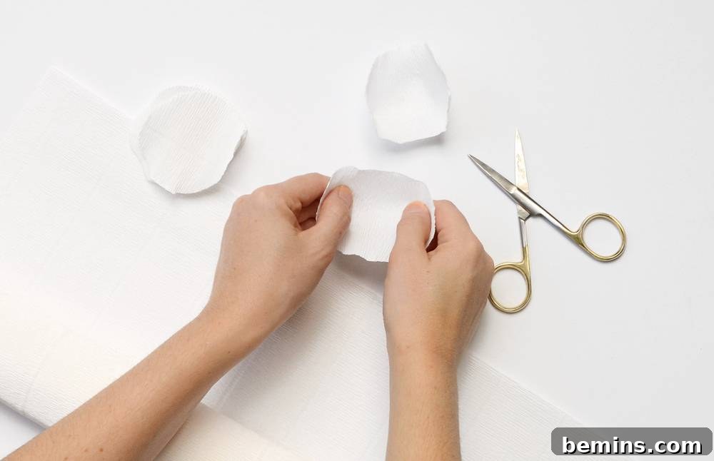 IKEA Frame Fright: Crafting a Chic Halloween Wreath 10 Shaping Crepe Paper Petals