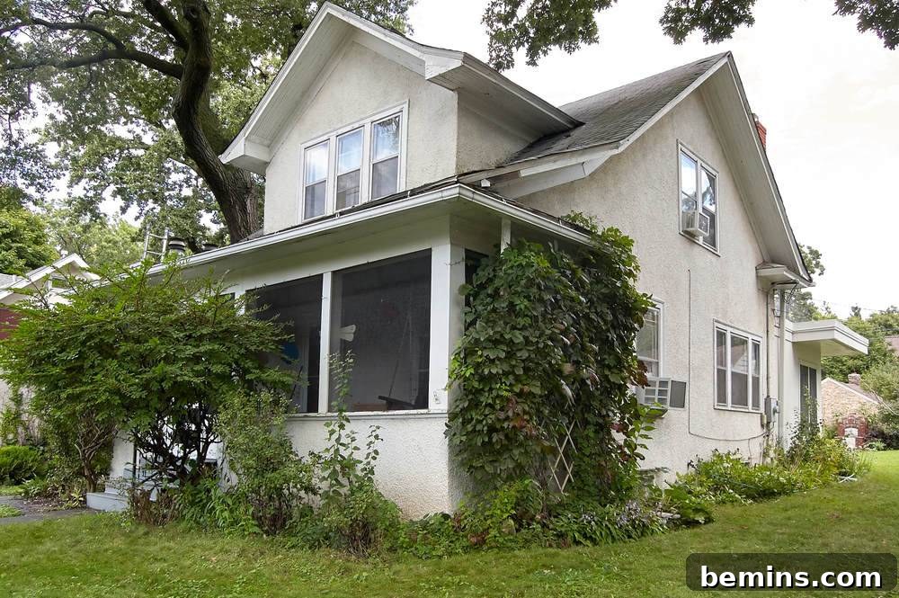 A house enveloped in a lush garden, waiting for a transformation.