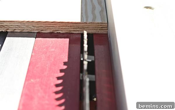 Creating a Stylish Storage Bench: A DIY Guide 11 Cutting a Hinge Strip for the Lid