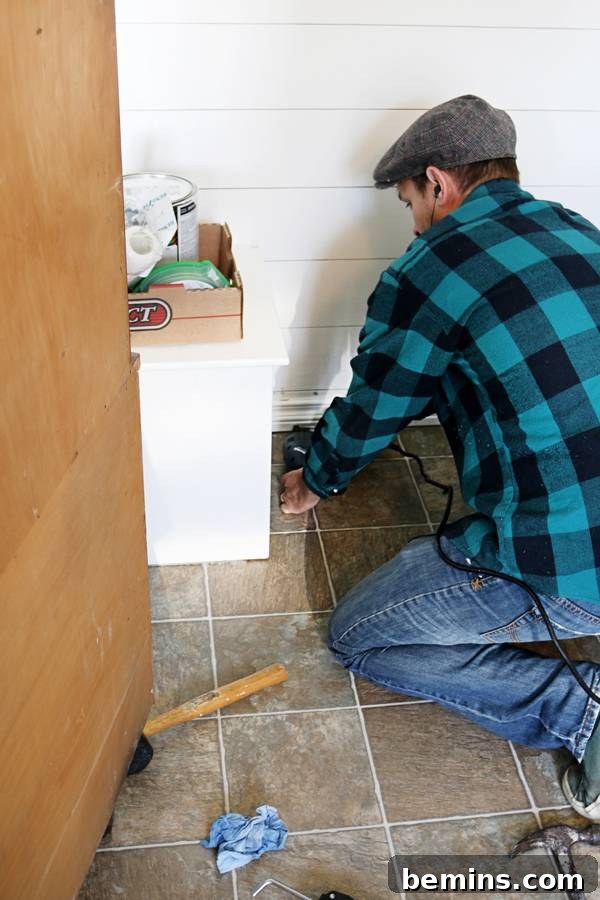 Creating a Stylish Storage Bench: A DIY Guide 22 Adding Baseboards to the Bench