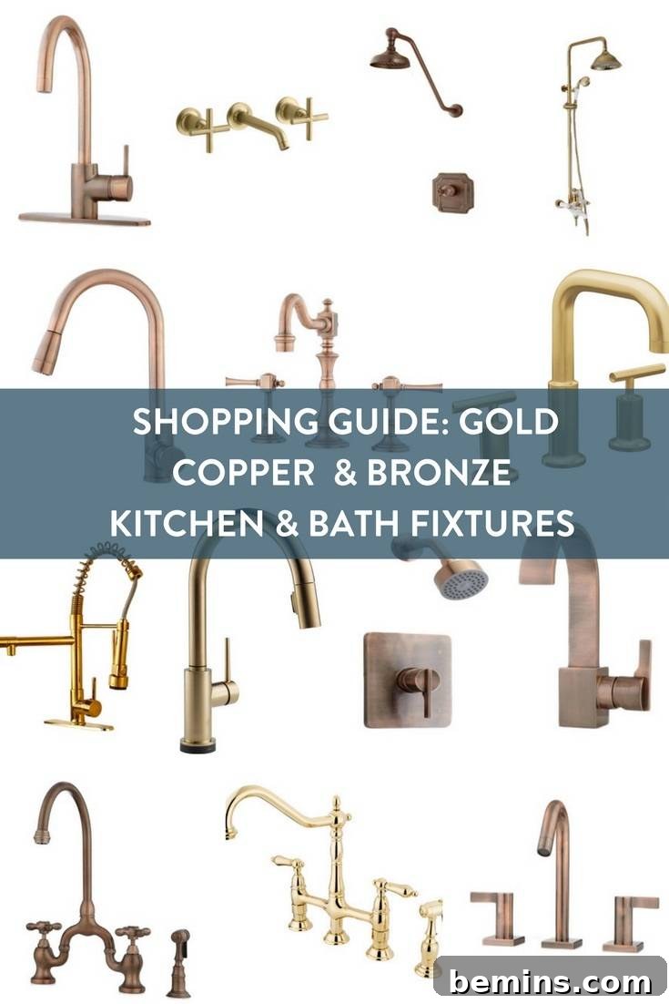 Gold, Bronze, and Copper Plumbing Fixtures