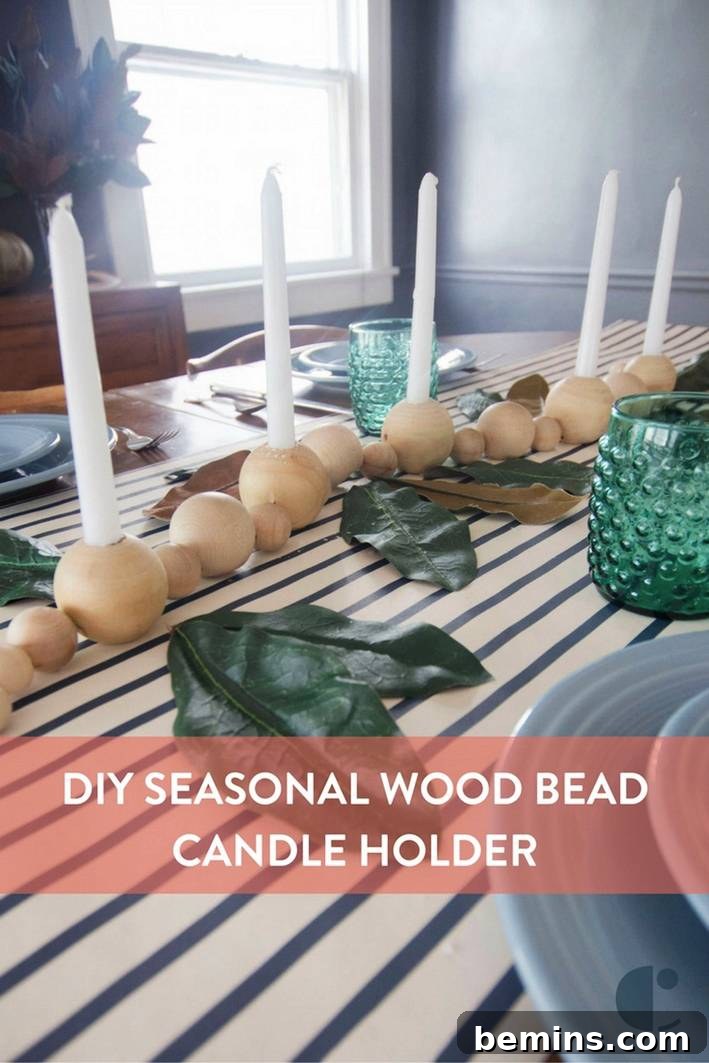 Versatile Wood Bead Candle Holder for Multiple Seasons