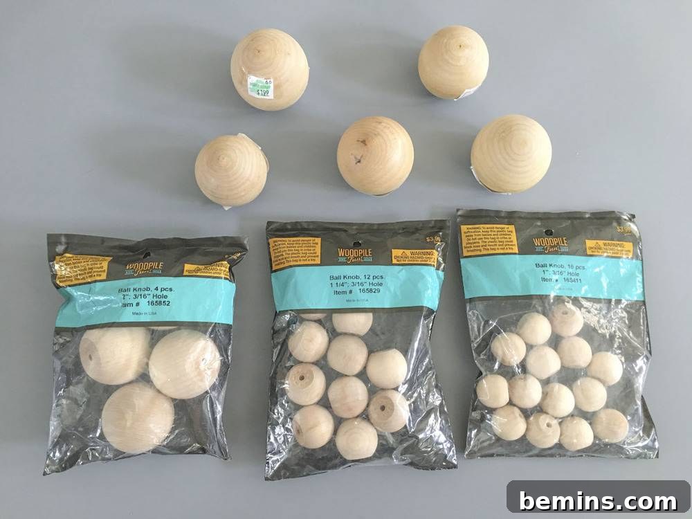 Assortment of Wooden Ball Knobs for Candle Holder