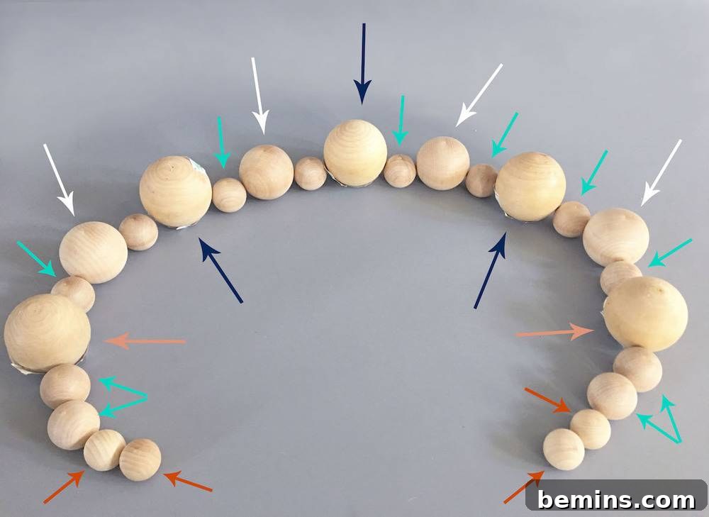 Detailed Diagram of Wood Bead Candle Holder Arrangement