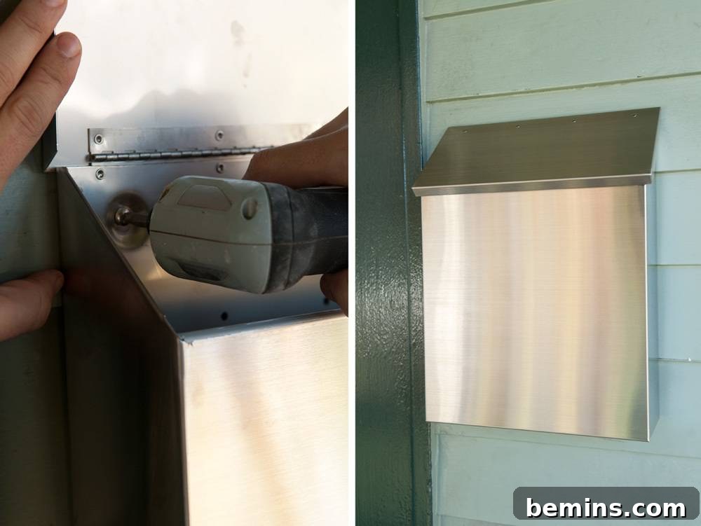 Installing a new outdoor light fixture on the porch.