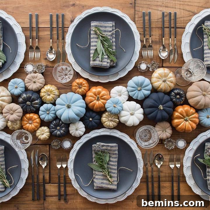 10 Creative & Unique Thanksgiving Tablescapes To Inspire Your Holiday Inspiring Thanksgiving Table Settings: 10 Unique & Creative Ideas 6 Colorful Thanksgiving Tablescape with Painted Pumpkins