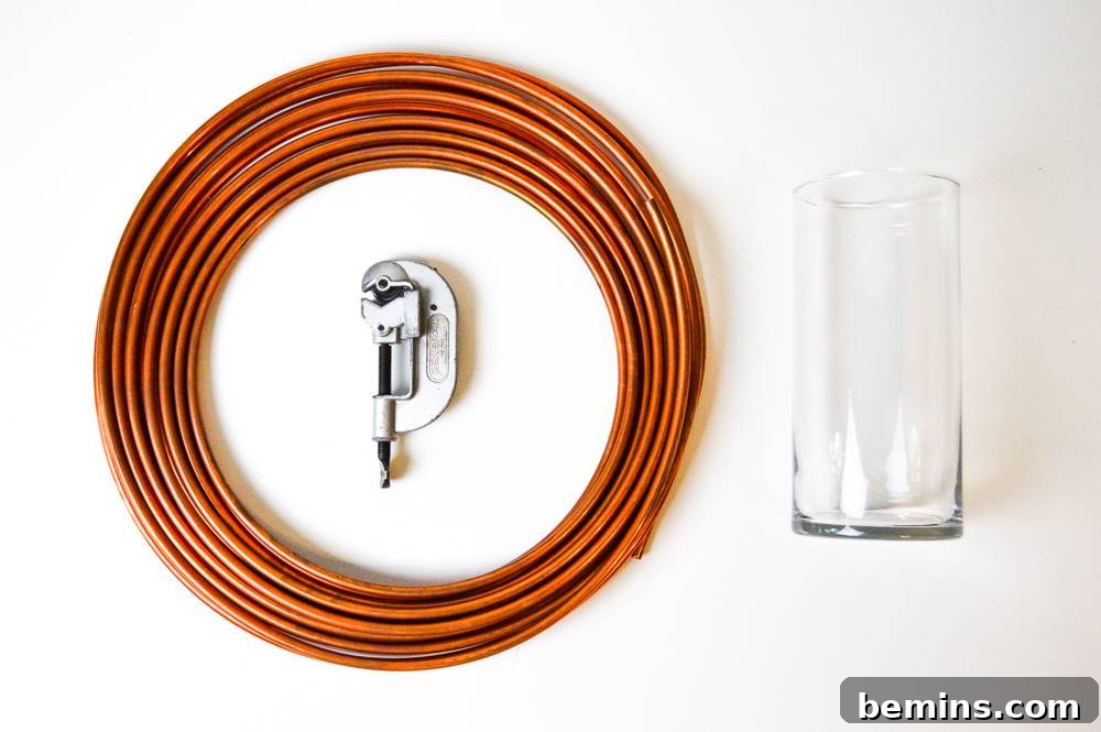 DIY Copper Wrapped Vase Supplies