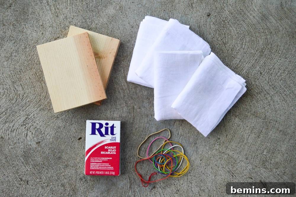 DIY Red Shibori Placemats Supplies