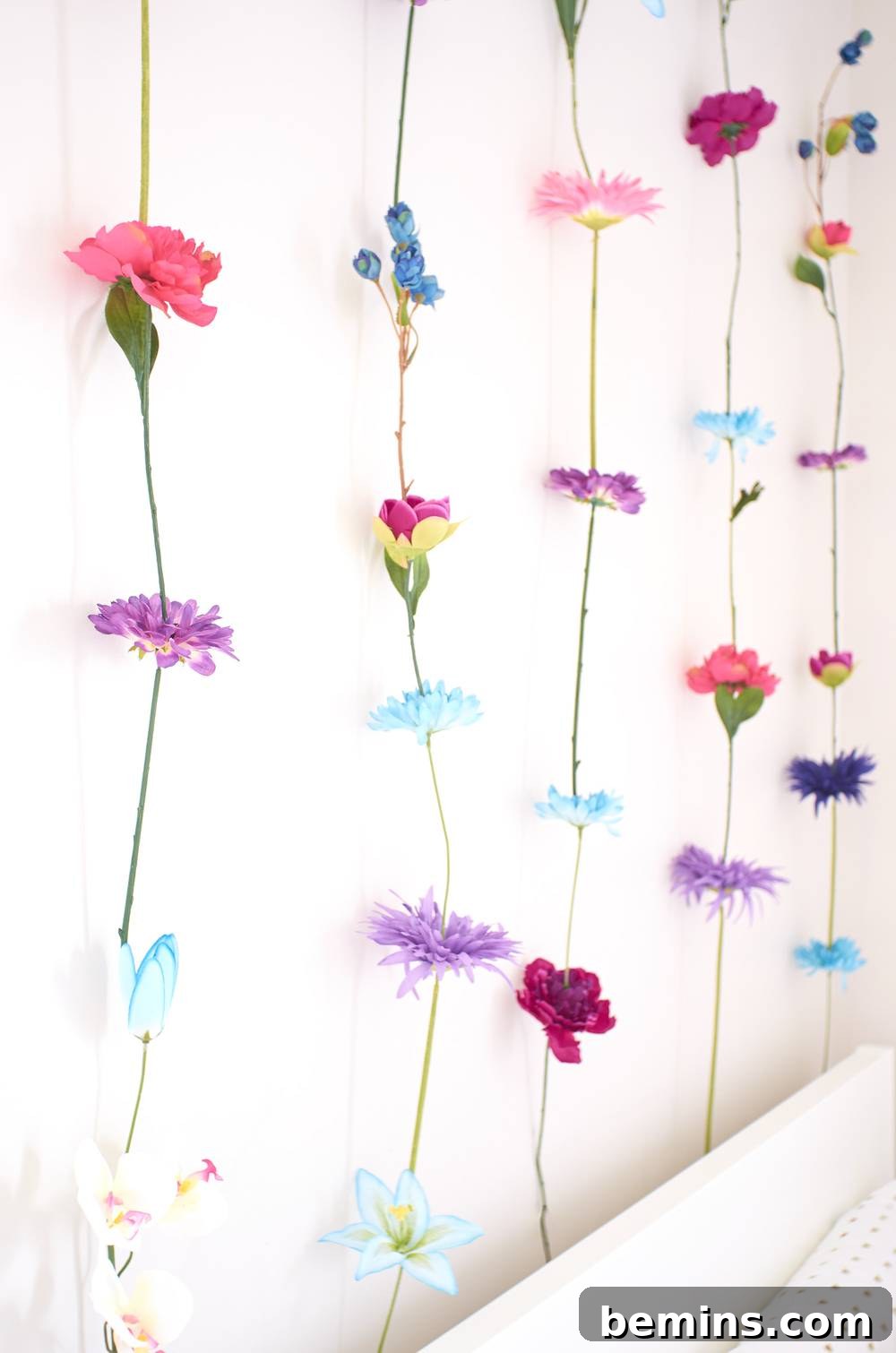 A Whimsical Retreat: Designing a Dream Bedroom for Our Daughter 10 Close-up of the floral wall in Ayla's room, highlighting the delicate details and artistic arrangement of the flowers.
