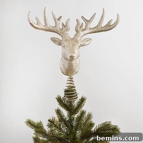30 Dazzling Christmas Tree Toppers: Buy or DIY 25 Glittered Stag Head Christmas Tree Topper