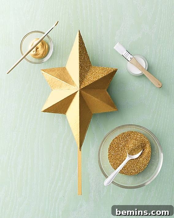 30 Dazzling Christmas Tree Toppers: Buy or DIY 10 Gold Glitter Star Christmas Tree Topper