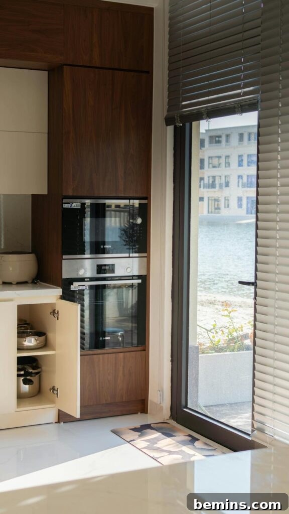 Stylish kitchen interior featuring modern appliances and view of Hải Phòng, Vietnam.